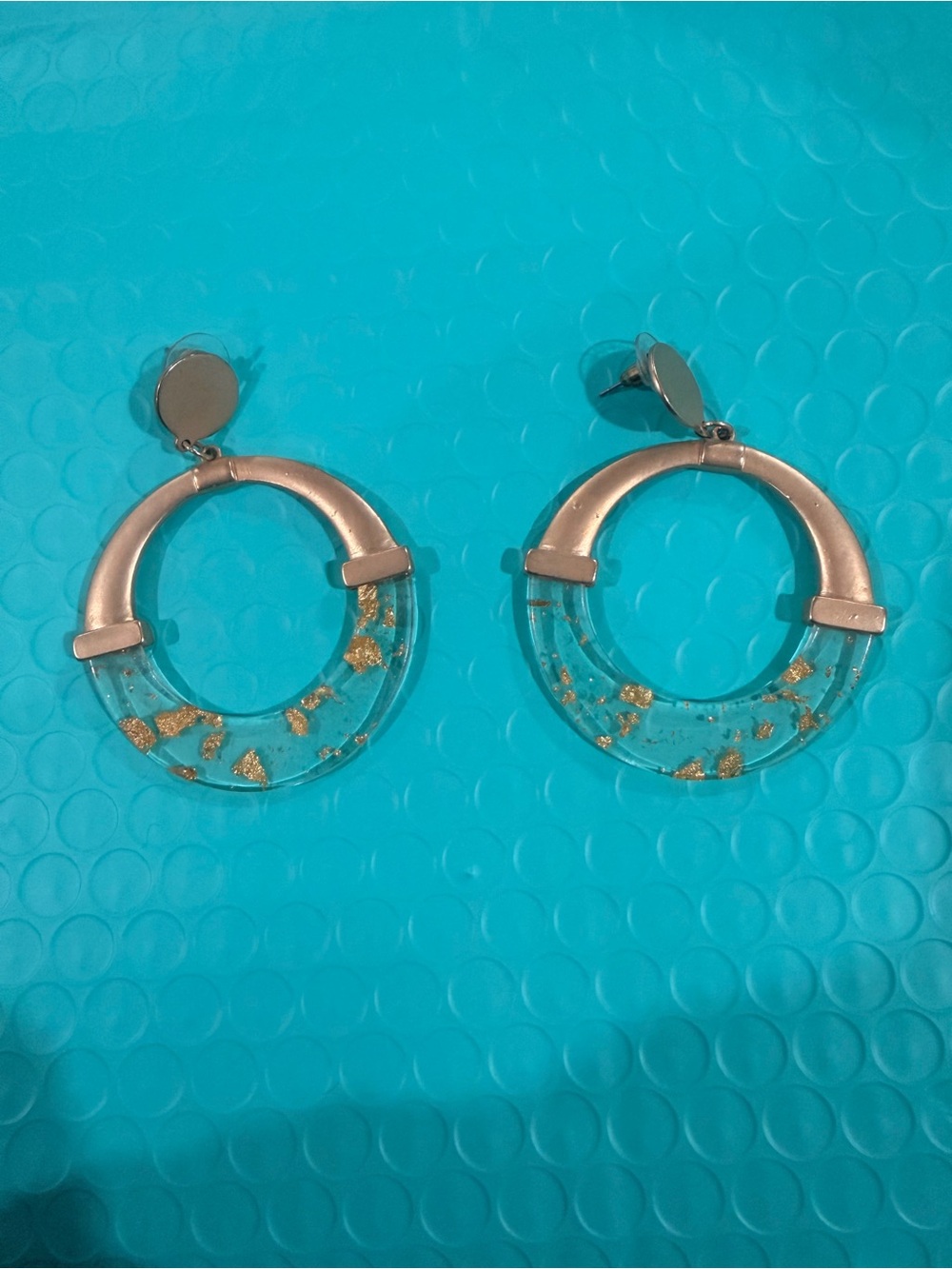 Accessorize Clear Hoop Earrings with Gold Flakes